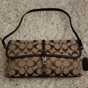 Coach Tan and Brown Signature Shoulder Bag